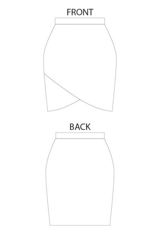 Itch To Stitch Lindy Petal Skirt PDF Sewing Pattern Front & Back Line Drawing