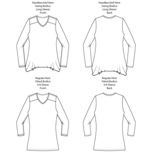 Arenal Top PDF Sewing Pattern Line Drawings
