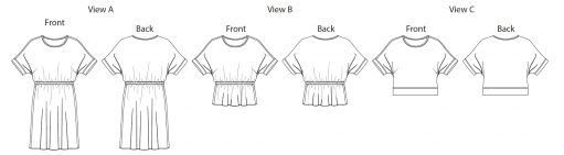 Itch to Stitch Melrose Top and Dress PDF Sewing Pattern Line Drawing