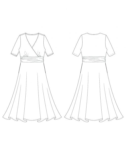 Itch to Stitch Antrim Dress PDF Sewing Pattern Line Drawing