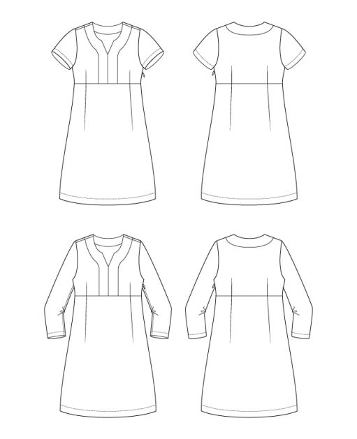 Itch to Stitch Recoleta Dress PDF Sewing Pattern Line Drawings