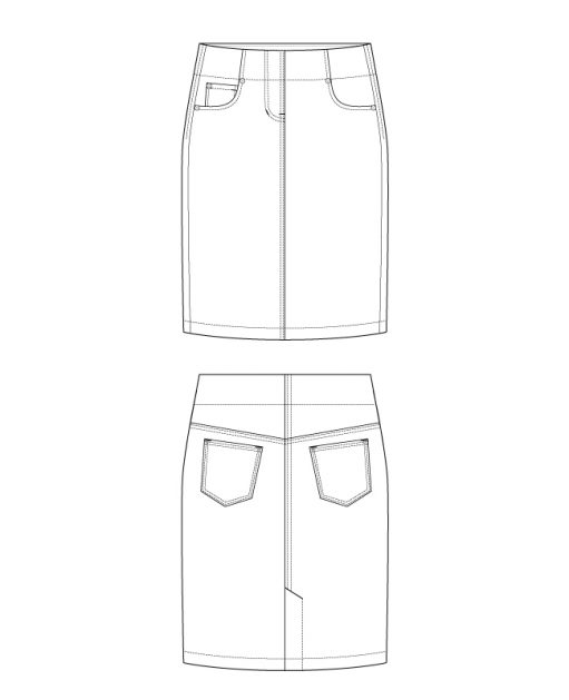 Itch to Stitch Quebec Skirt PDF Sewing Pattern Line Drawings