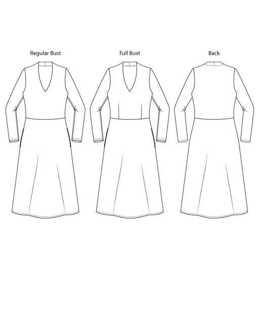Itch to Stitch Sovana Dress PDF Sewing Pattern Line Drawings