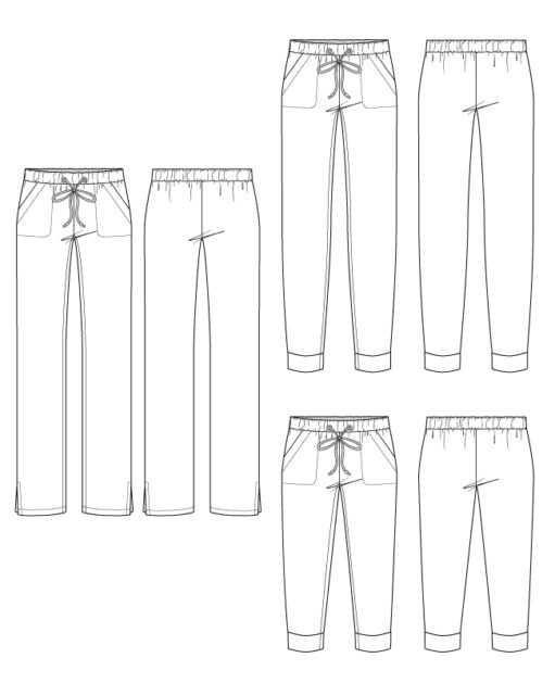 Itch to Stitch Nusle Joggers PDF Sewing Pattern Line Drawings