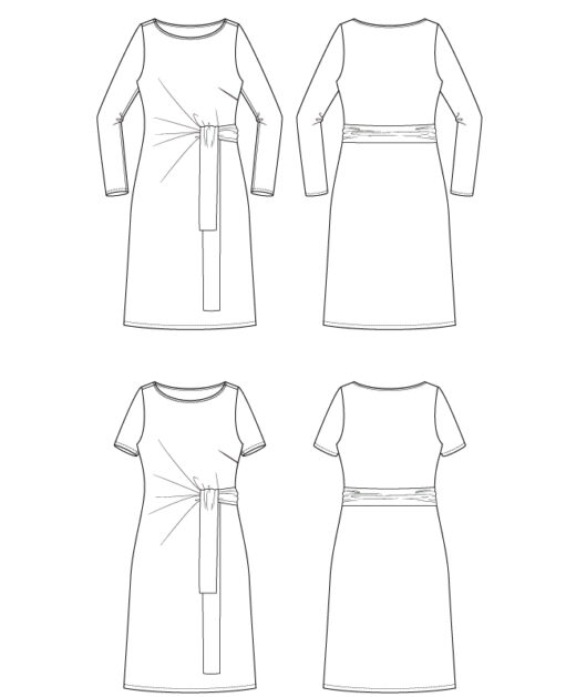 Itch to Stitch Tustin Dress PDF Sewing Pattern Line Drawings