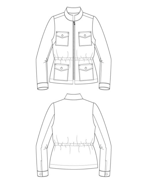 Itch to Stitch Delaware Jacket PDF Sewing Pattern Line Drawings
